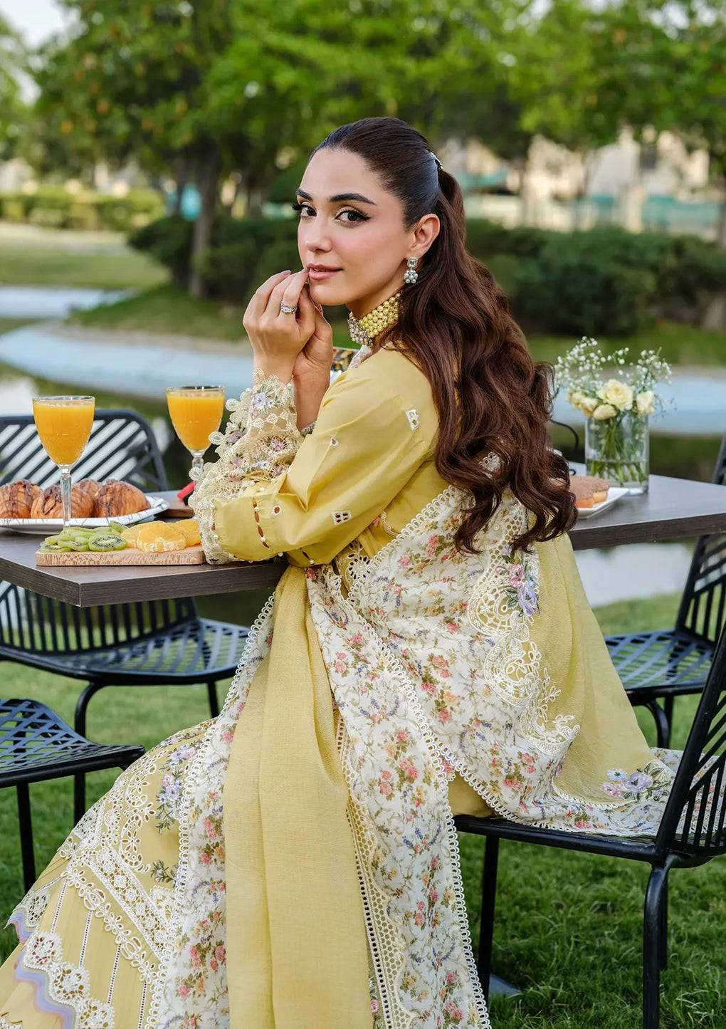 Elaf Premium | Luxury Lawn 25 | ELH-4A DANDELION by Maria Faisal - Registered Vendor of : Elaf Premium - type : Ladies Clothes - 100% original wedding dresses