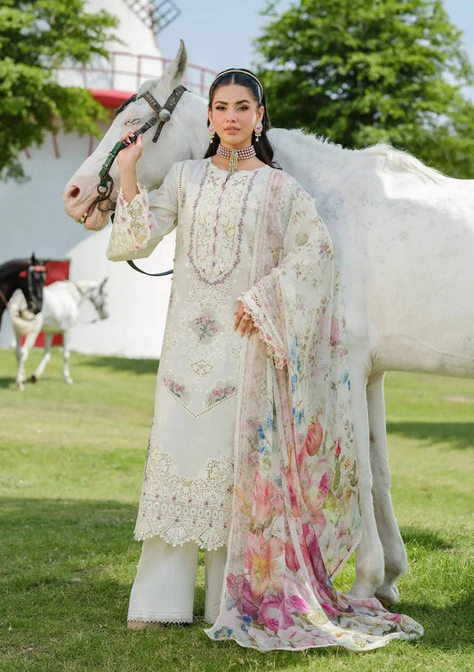 Elaf Premium | Luxury Lawn 25 | ELH-7A WHITE EMPRESS by Maria Faisal - Registered Vendor of : Elaf Premium - type : Ladies Clothes - 100% original wedding dresses