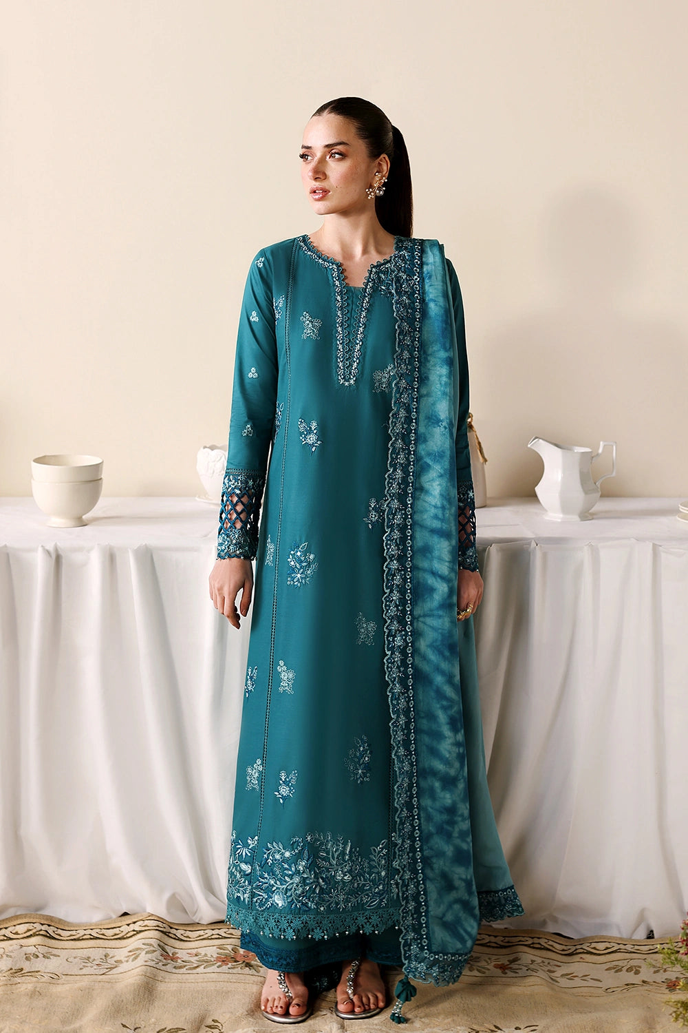 Azure | Luxury Lawn 26 | Sea Breeze - Luxury Dress - available at Maria Faisal in UK and USA.
