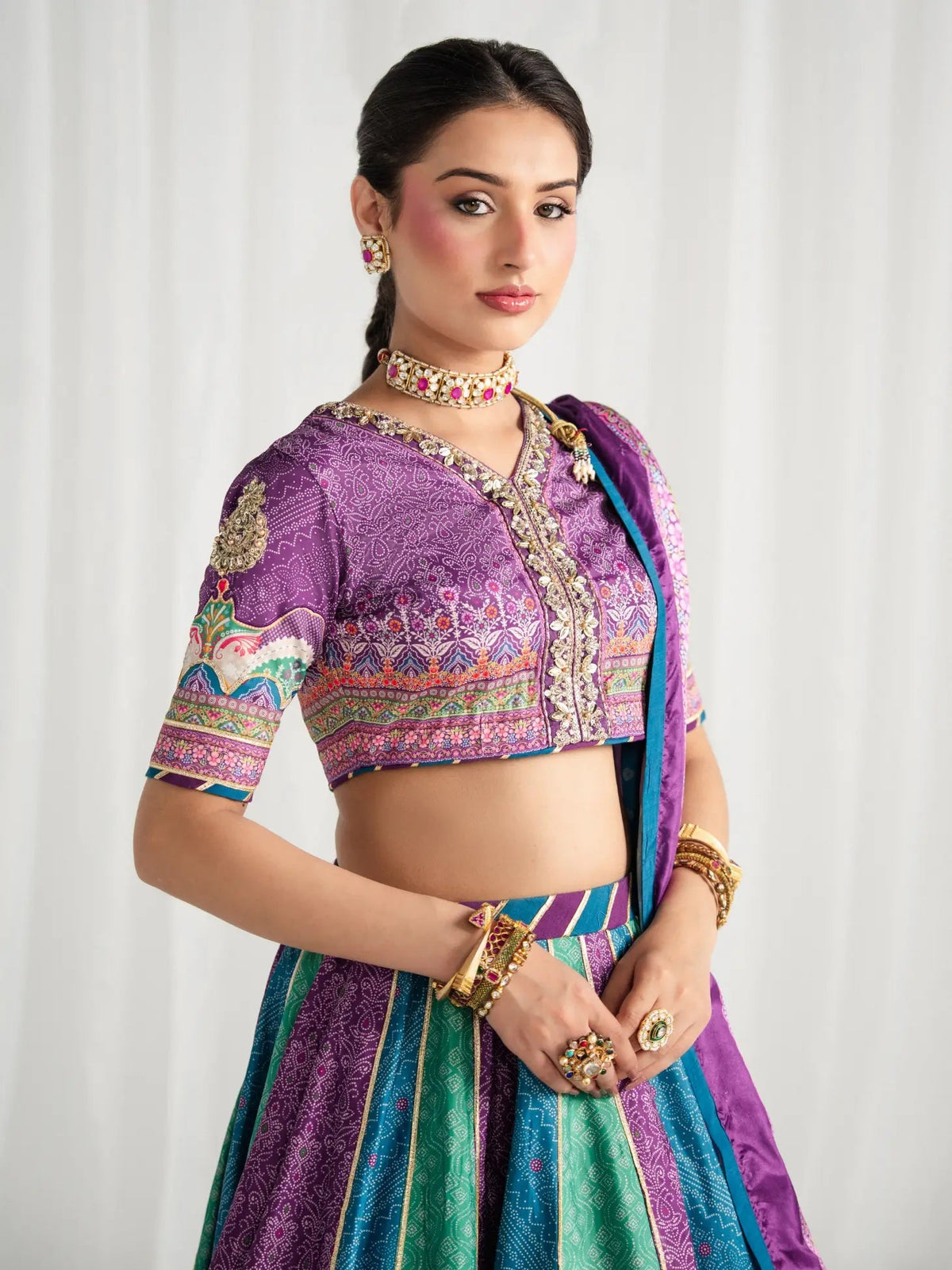 Gulaal | Aira Printed Silk | Mosaic Muse - Luxury Dress - available at Maria Faisal in UK and USA.