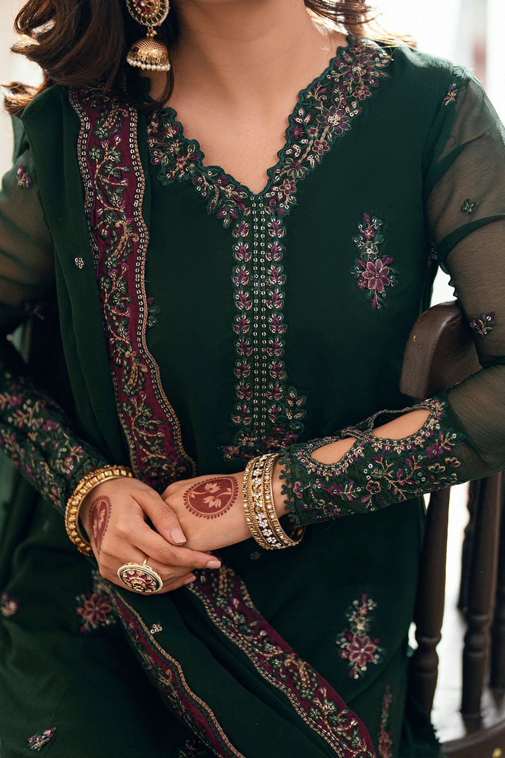 Azure | Eid Drop | Glimmer Green - Formal Dress - available at Maria Faisal in UK and USA.