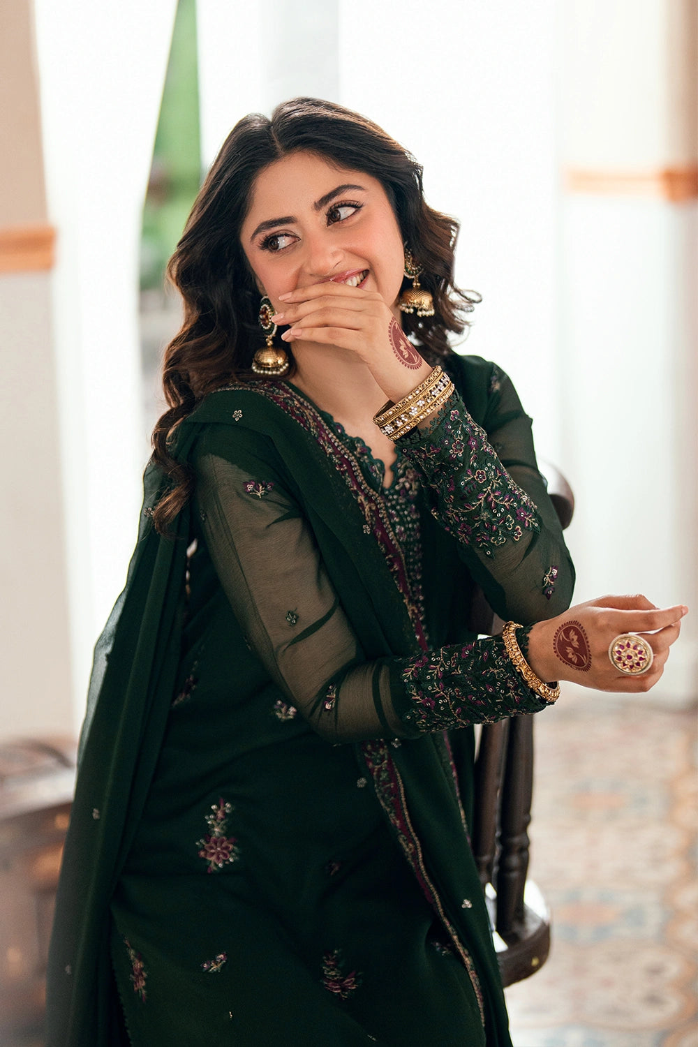 Azure | Eid Drop | Glimmer Green - Formal Dress - available at Maria Faisal in UK and USA.
