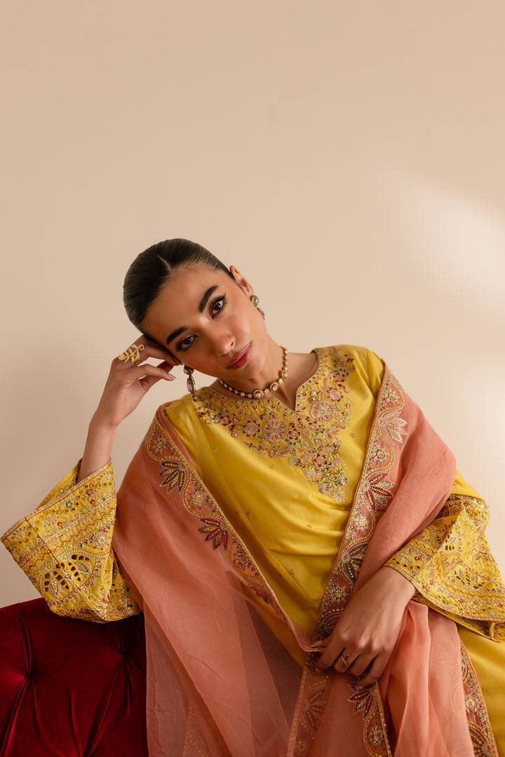 Batik | Reception Luxe Edit | Crayola Yellow by Maria Faisal - Registered Vendor of : Batik - type : Ladies Clothes - 100% original wedding dresses