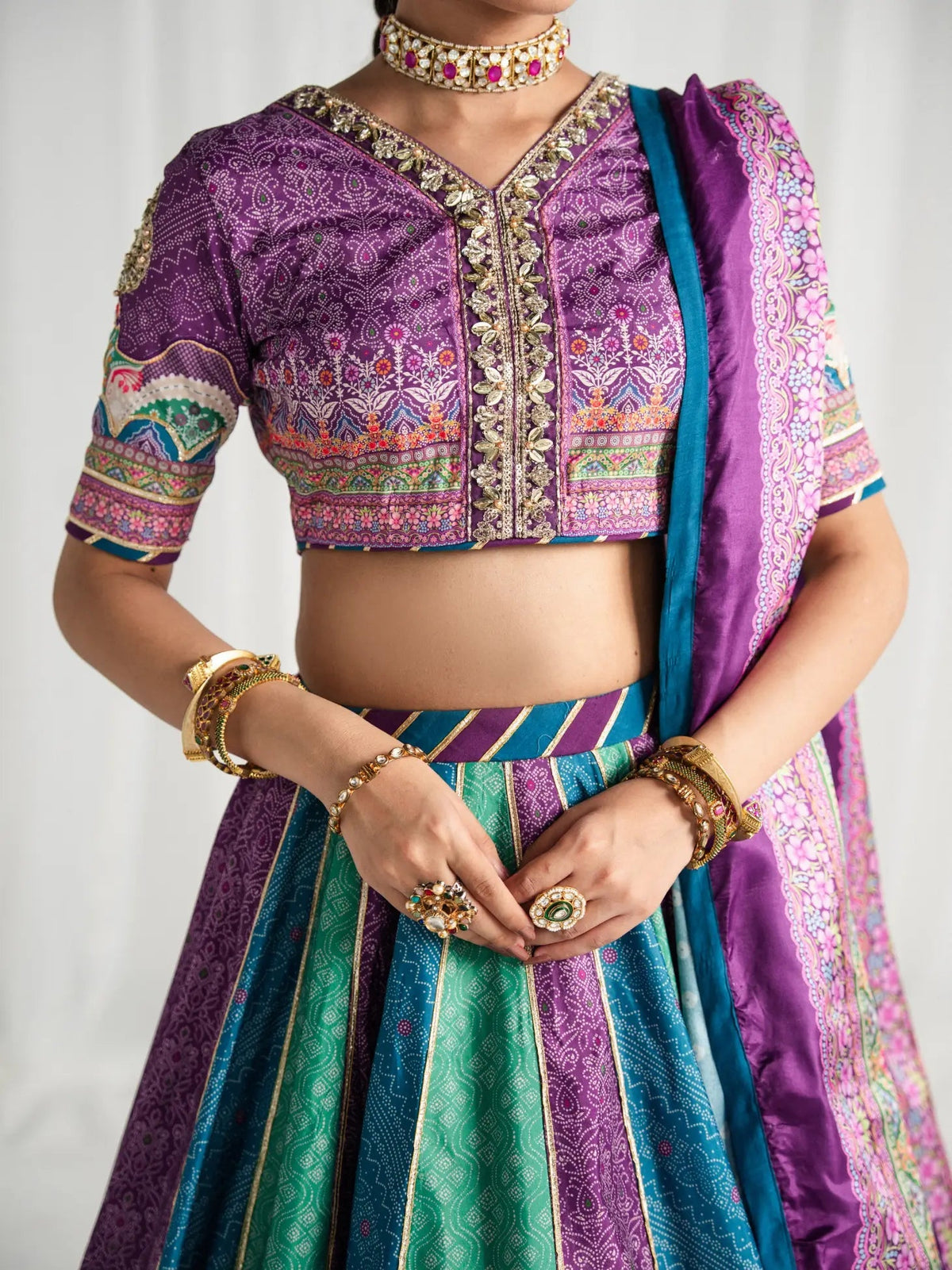 Gulaal | Aira Printed Silk | Mosaic Muse - Luxury Dress - available at Maria Faisal in UK and USA.