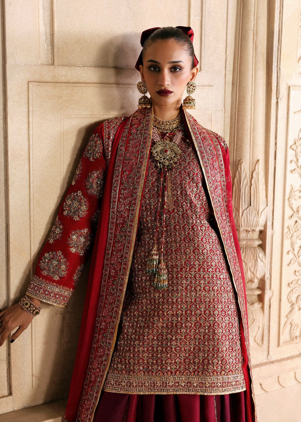 Hussain Rehar | Luxury Pret AW 25 | Crimselle - Formal Dress - available at Maria Faisal in UK and USA.