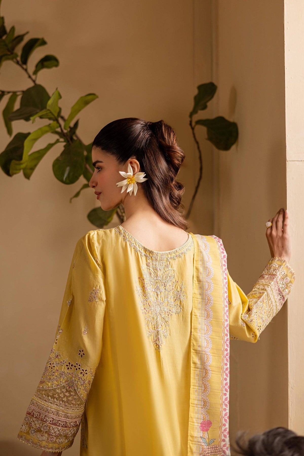 Batik | Cyra Luxury Solids | Lime Yellow by Maria Faisal - Registered Vendor of : Batik - type : Ladies Clothes - 100% original wedding dresses