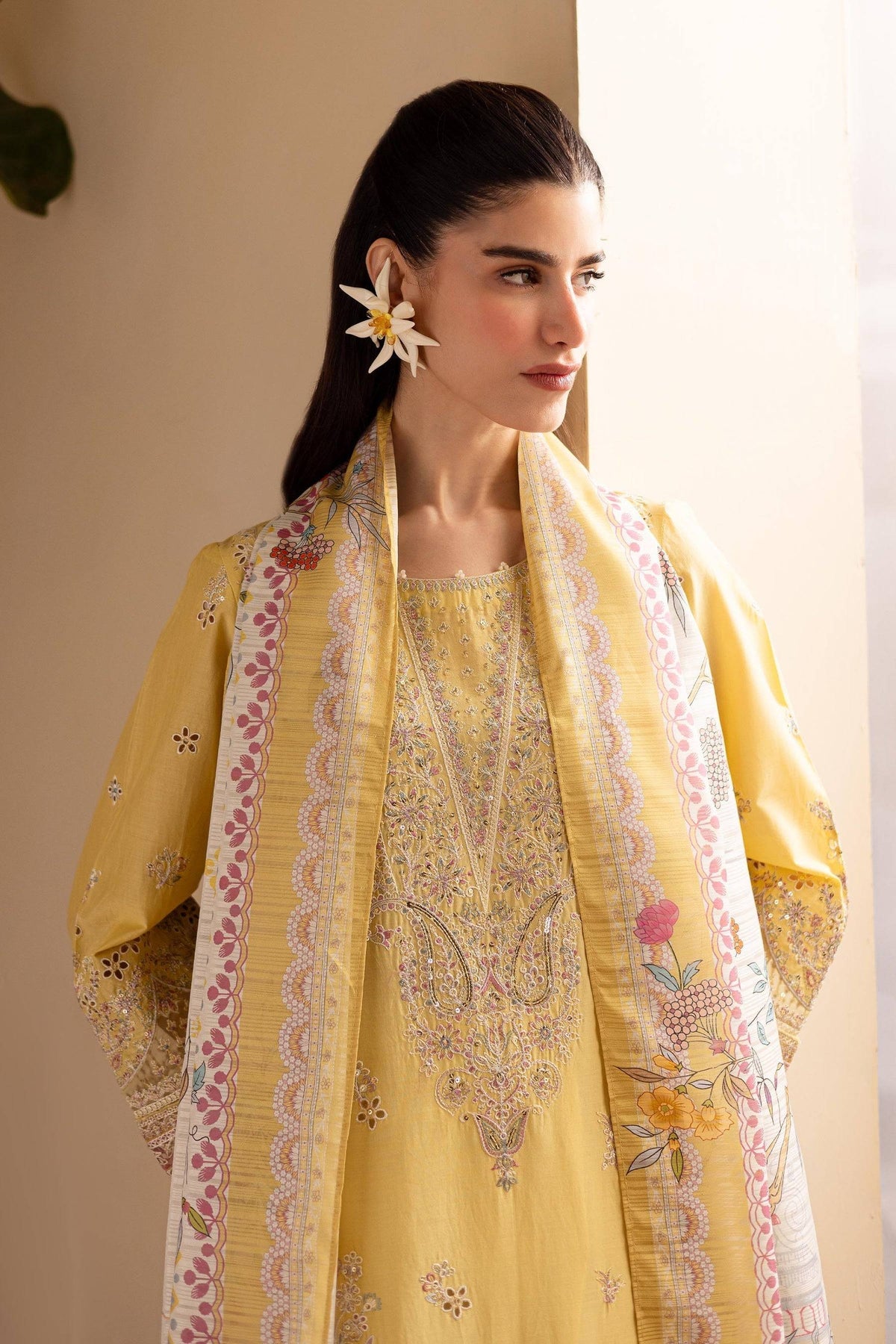 Batik | Cyra Luxury Solids | Lime Yellow by Maria Faisal - Registered Vendor of : Batik - type : Ladies Clothes - 100% original wedding dresses