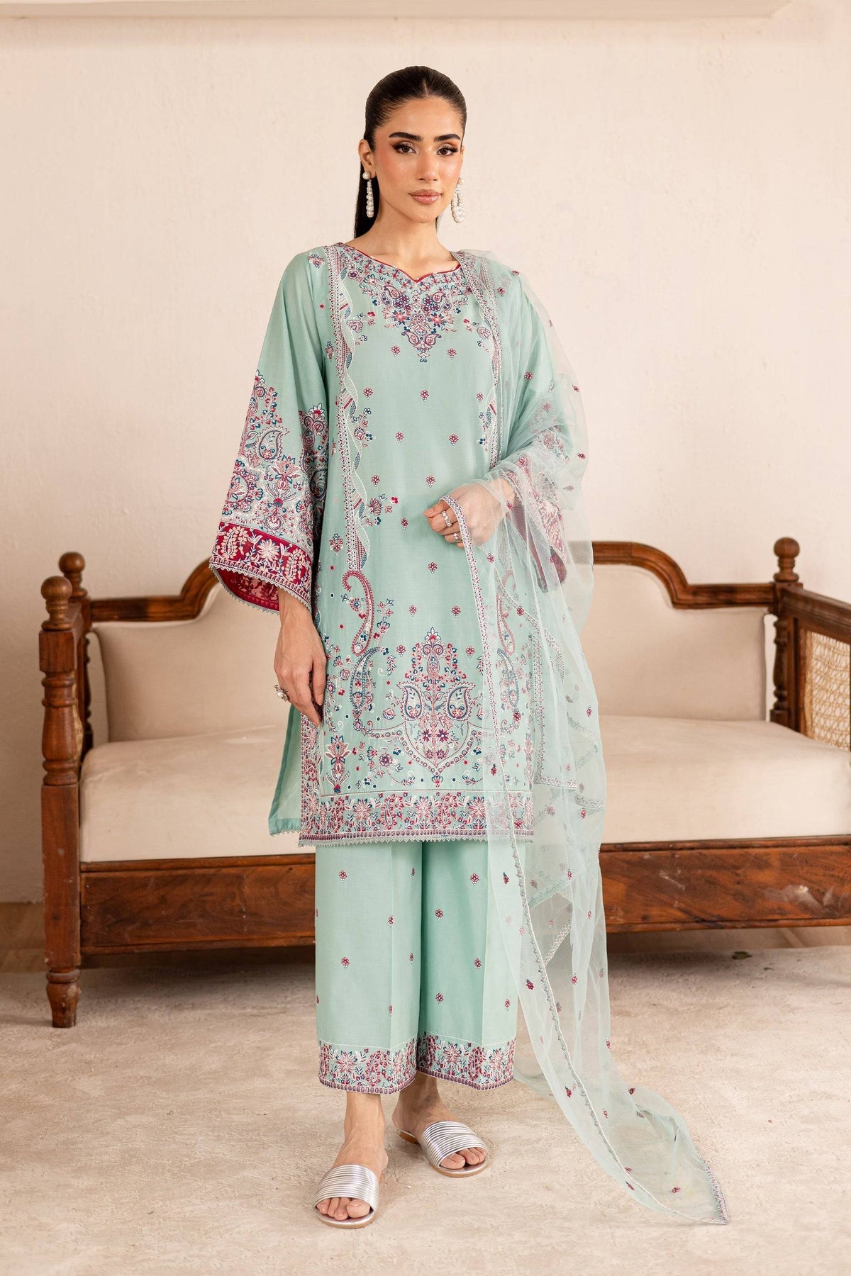 Batik | Nyra Embroidered Summer Solids | Zen by Maria Faisal - Registered Vendor of : Batik - type : Ladies Clothes - 100% original wedding dresses