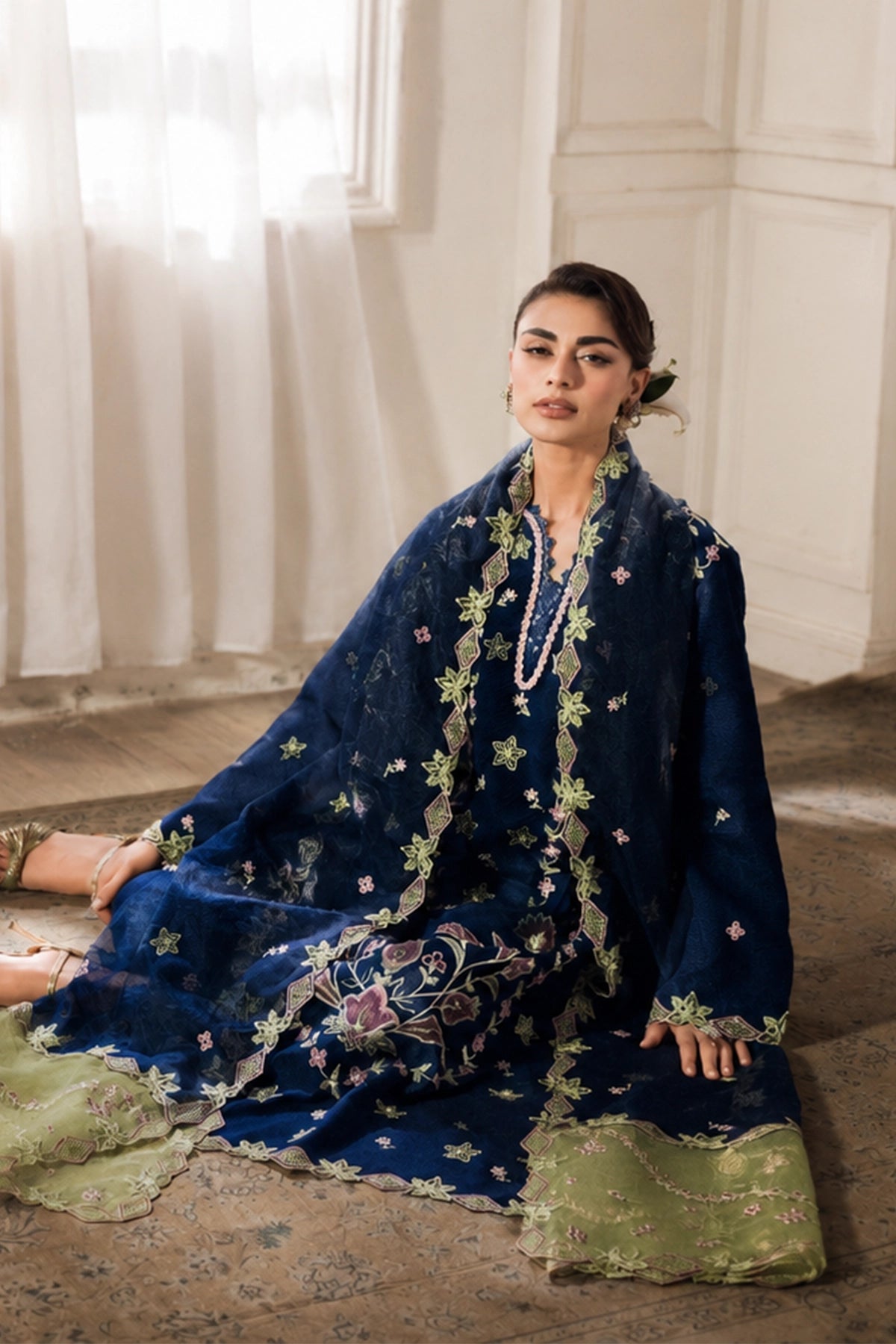Rangrasiya | Lumeire Silk |Azul - Luxury Dress - available at Maria Faisal in UK and USA.