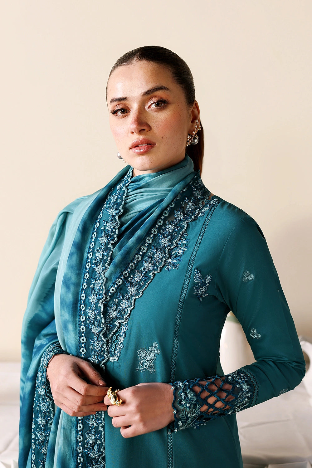 Azure | Luxury Lawn 26 | Sea Breeze - Luxury Dress - available at Maria Faisal in UK and USA.
