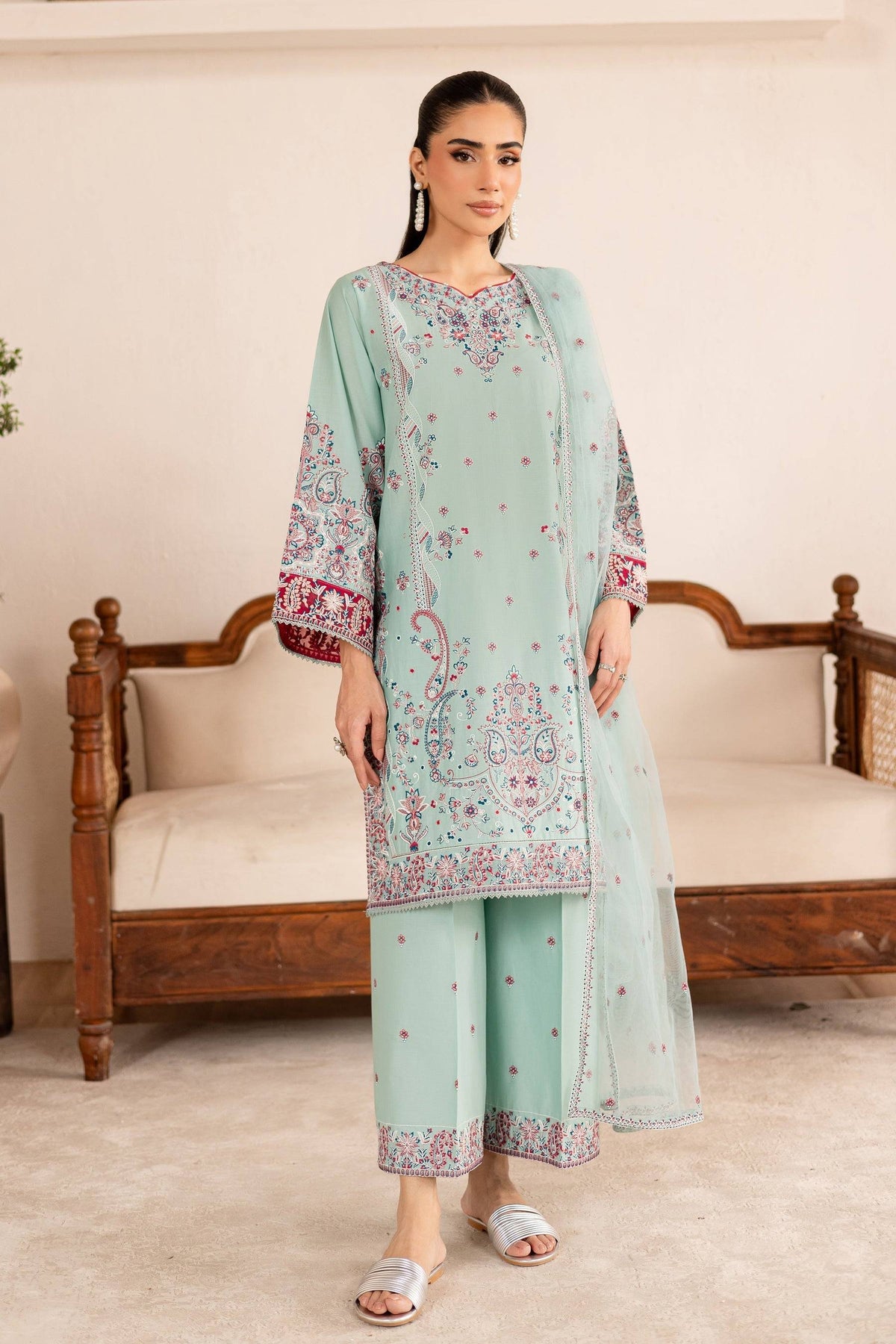 Batik | Nyra Embroidered Summer Solids | Zen by Maria Faisal - Registered Vendor of : Batik - type : Ladies Clothes - 100% original wedding dresses