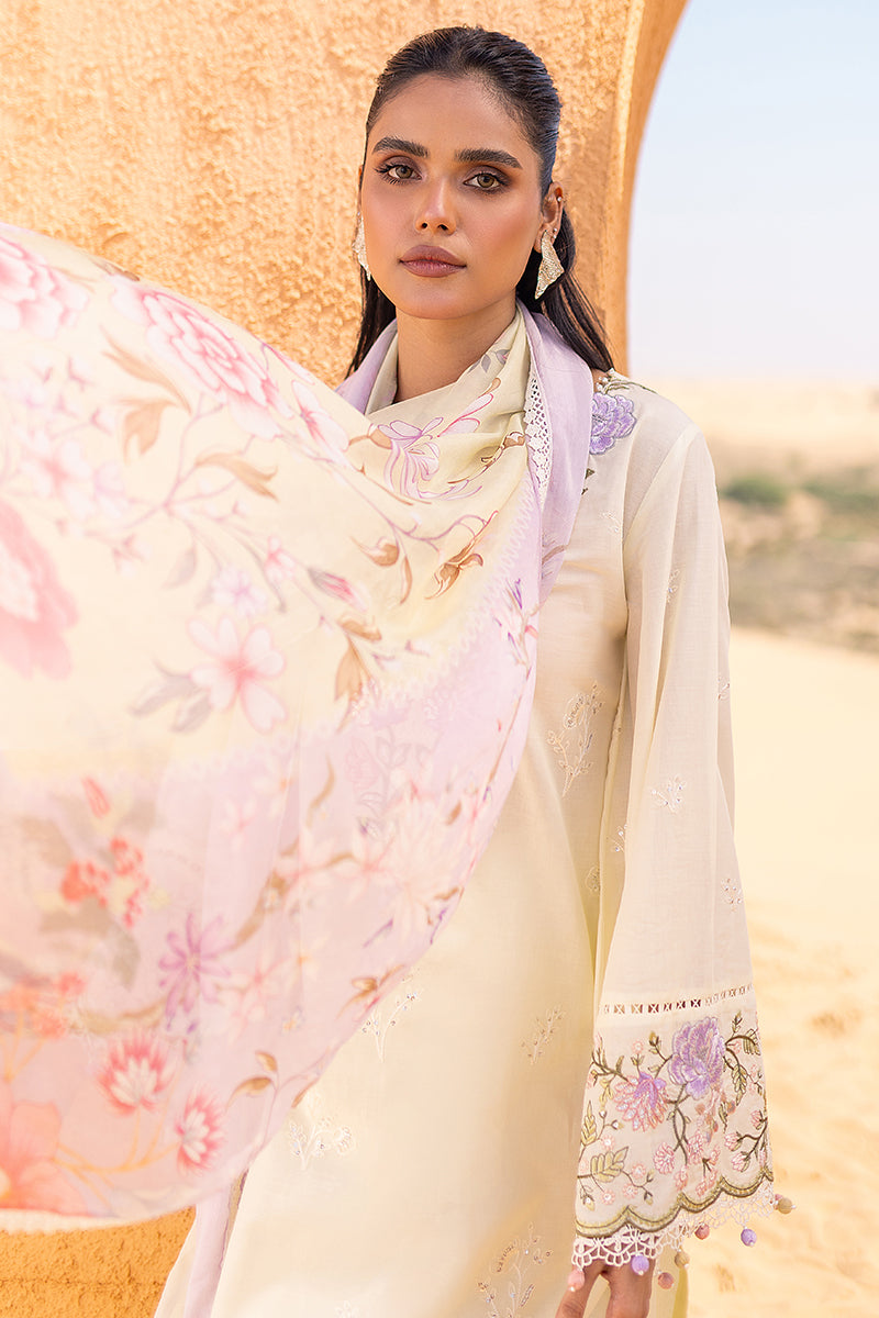 Cross Stitch | Eid Lawn 24 | SUBTLE CANARY - Designer Dress with Intricate embroidery and embellishments. Shop elegent wedding dress at Maria Faisal.
