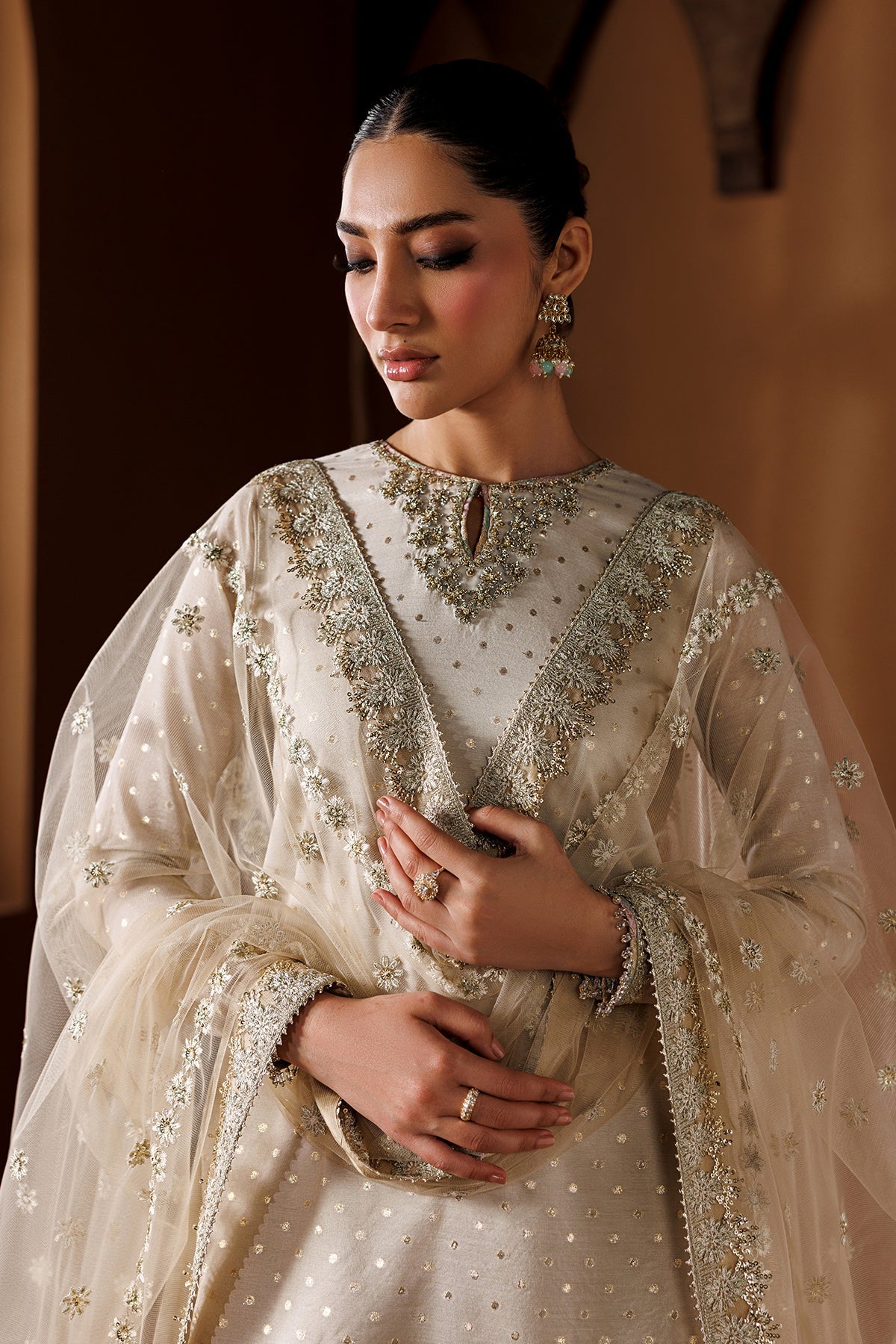 Embroidered Chiffon Baroque Gharara Multi | SF-4435