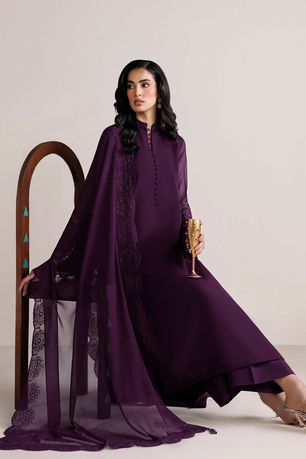Farasha | Chiffon Essentials 26 | Berry Garden - Formal Dress - available at Maria Faisal in UK and USA.