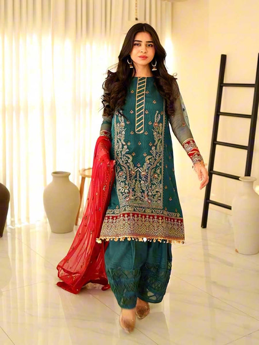 Salitex | Signature Festive Chiffon | JI021 by Maria Faisal - Registered Vendor of : Salitex - type : Ladies Clothes - 100% original wedding dresses