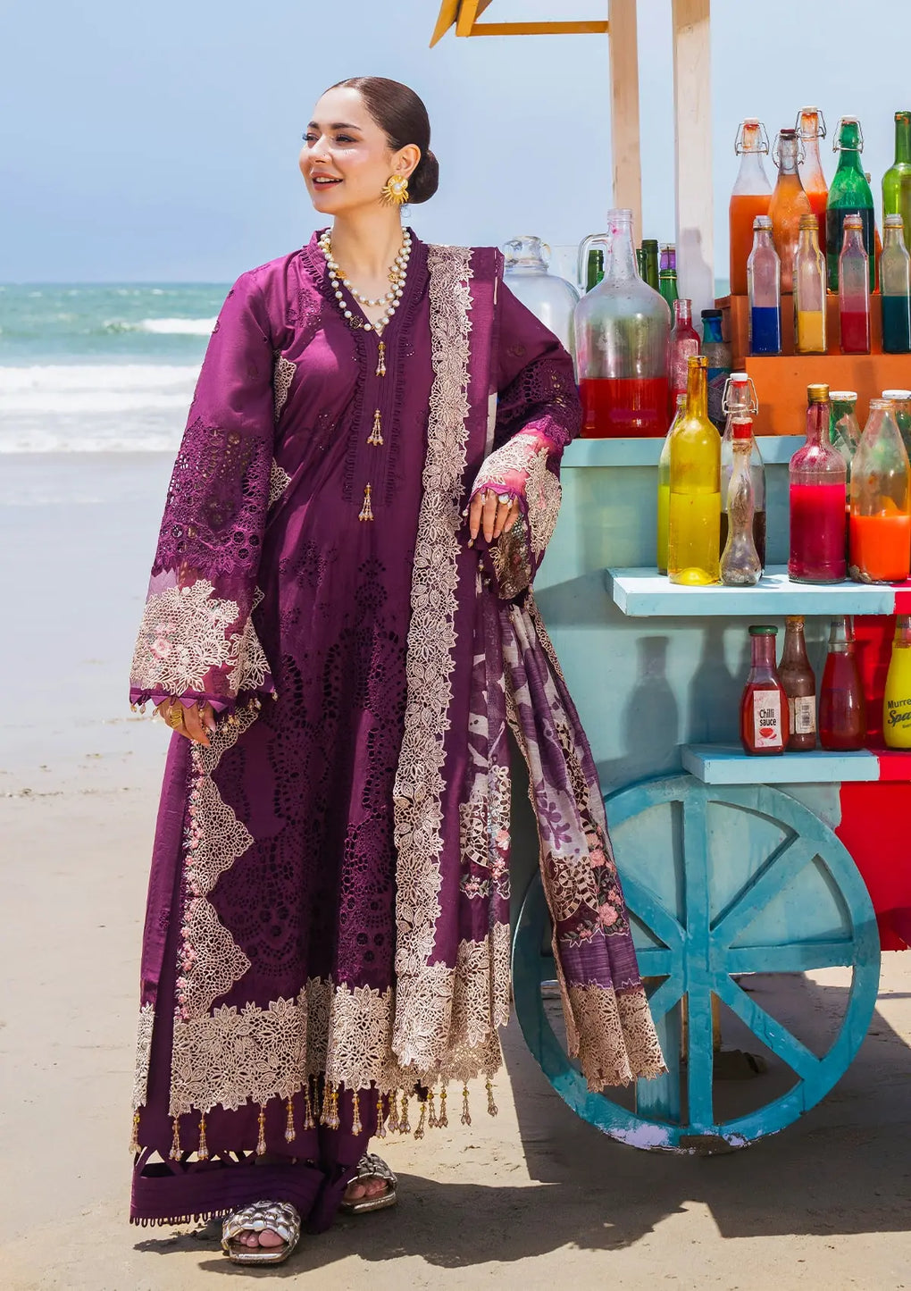 Elaf Premium | Hai Kuch Festive Lawn 24 | EHK-06 Hania - Designer Dress with Intricate embroidery and embellishments. Shop elegent wedding dress at Maria Faisal.