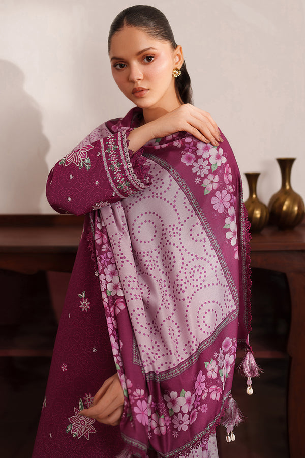 Farasha | Meline Premium Viscose 25 | Berry Blush - Luxury Dress - available at Maria Faisal in UK and USA.