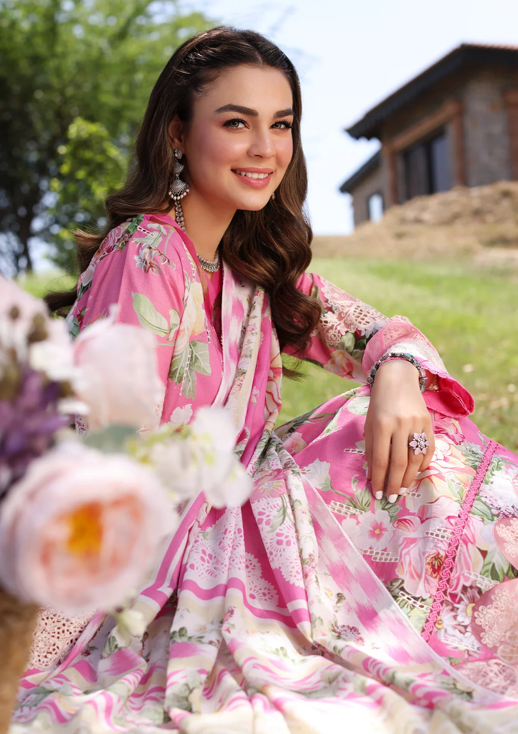 Elaf Premium | Prints Chikankari 24 | 03B PINK MUSE - Waniyas