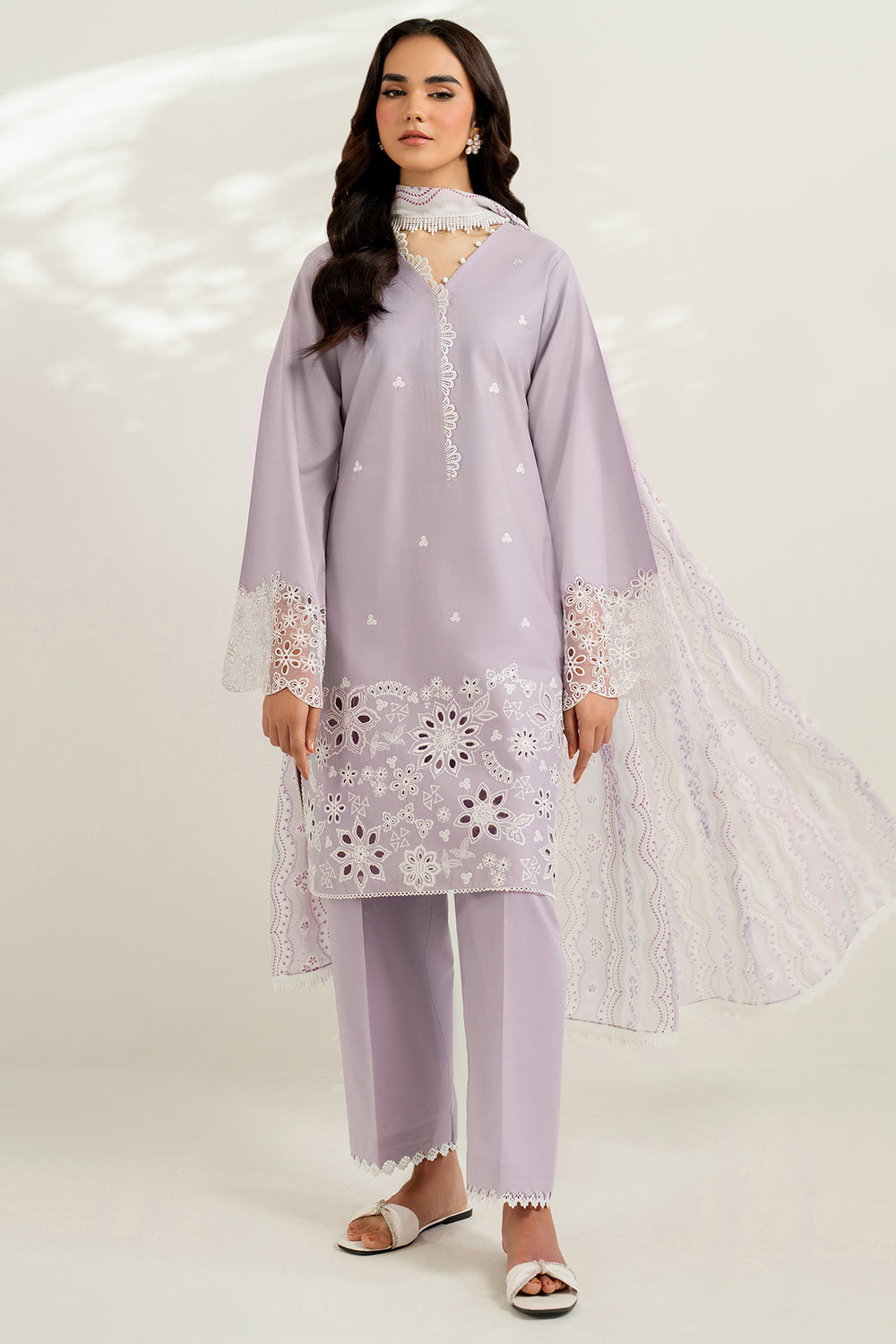 Farasha | Thread Lines Embroidered | Pastel Haze - Ladies Clothes - Maria Faisal