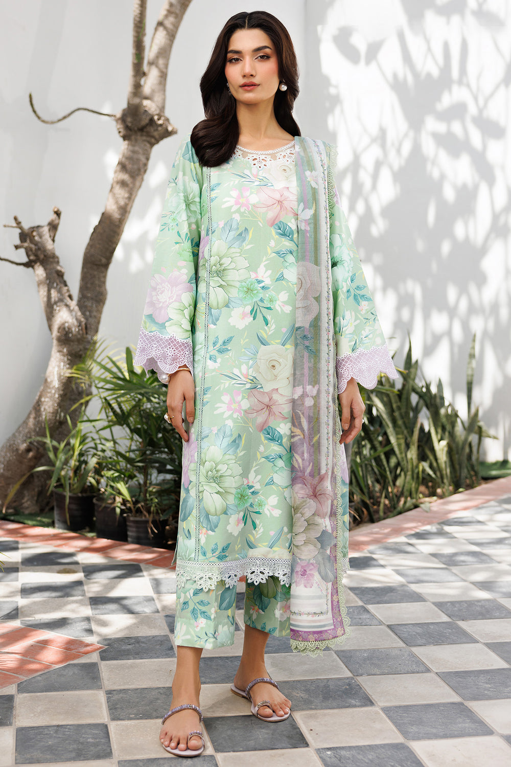 Farasha | Printed Essentials | Silken Sage - Ladies Clothes - Maria Faisal