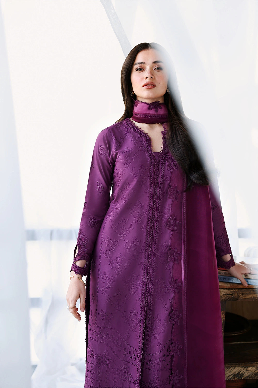 Azure | Luxury Lawn 26 | Mulberry - Luxury Dress - available at Maria Faisal in UK and USA.
