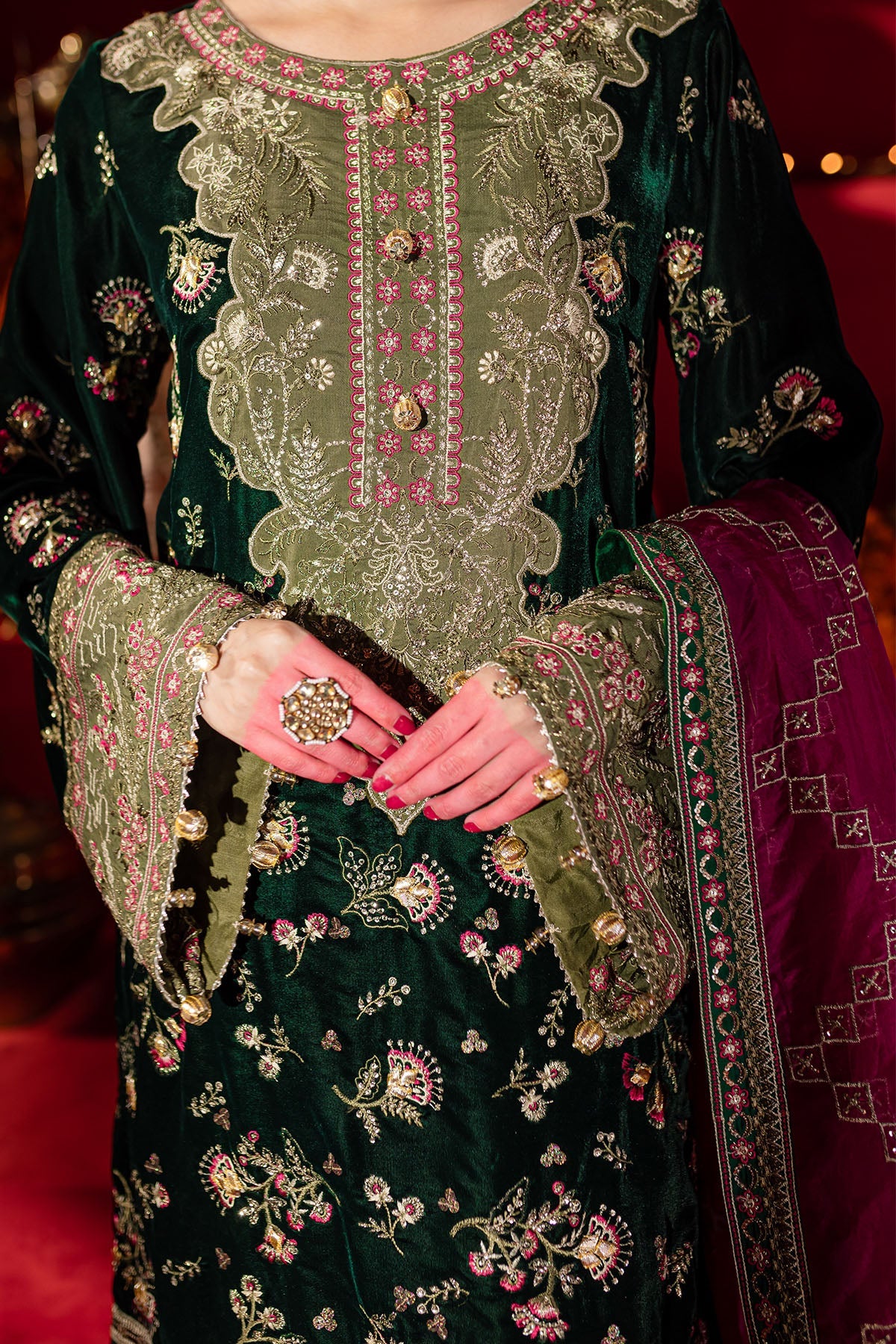 Nureh | Maya Velvet | NW-88 - Formal Dress - available at Maria Faisal in UK and USA.