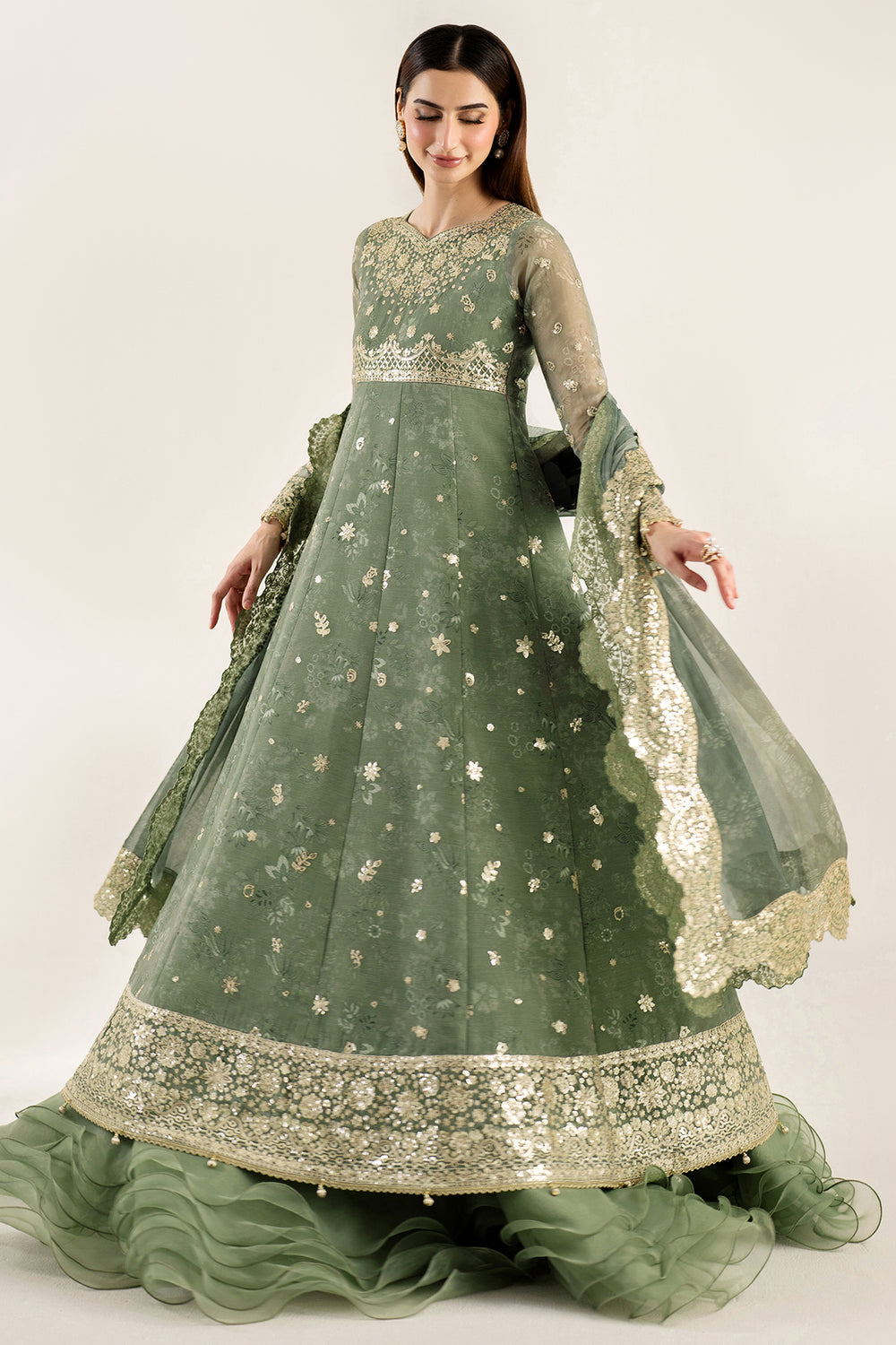 Farasha | Fiorella Formals | Olive Aura - Ladies Clothes - Maria Faisal