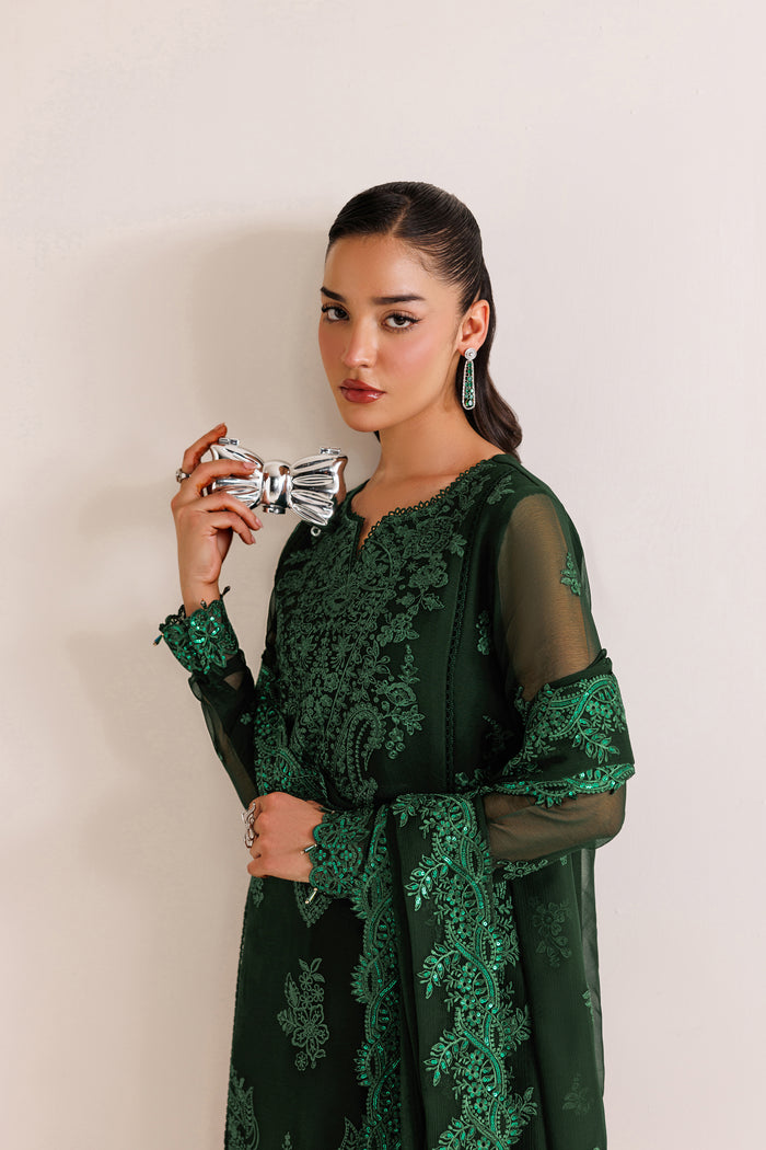 Farasha | Chiffon Threads 26 | Emerald Leaf - Formal Dress - available at Maria Faisal in UK and USA.