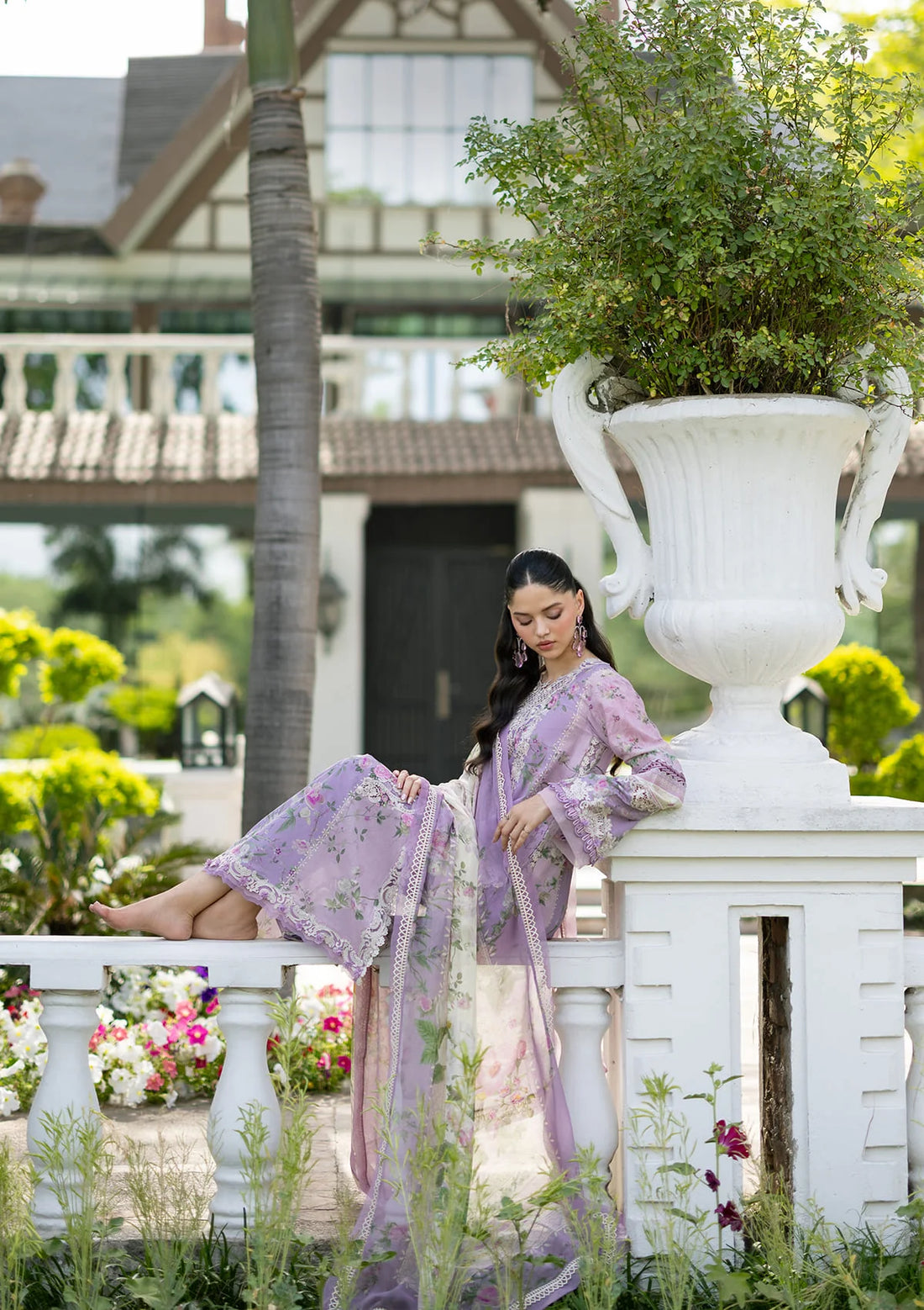 Elaf Premium | Signature Embroidered Lawn with Chiffon Collection 26 | ESG-1B BIANCA - Luxury Dress - available at Maria Faisal in UK and USA.