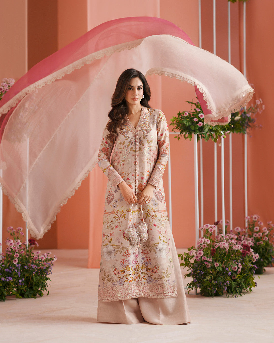 Faiza Saqlain | Roim Silk Edit | Nermin - Luxury Dress - available at Maria Faisal in UK and USA.