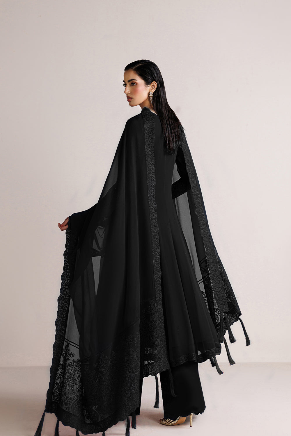 Farasha | Chiffon Essentials 26 | Black Dahlia - Formal Dress - available at Maria Faisal in UK and USA.