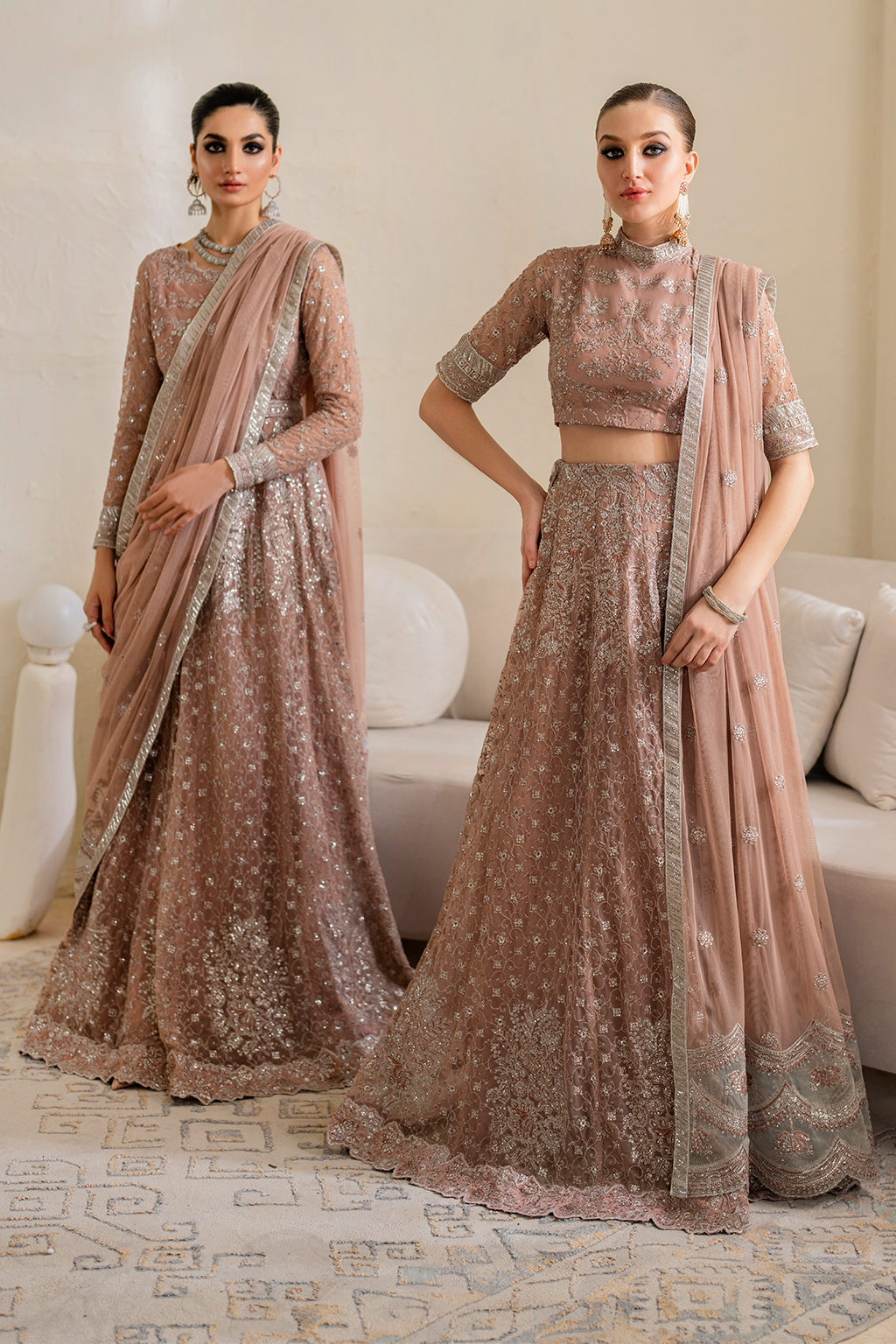 Iznik | Chinnon Chiffon | CC-43 Embroidered Net - Ladies Clothes - Maria Faisal
