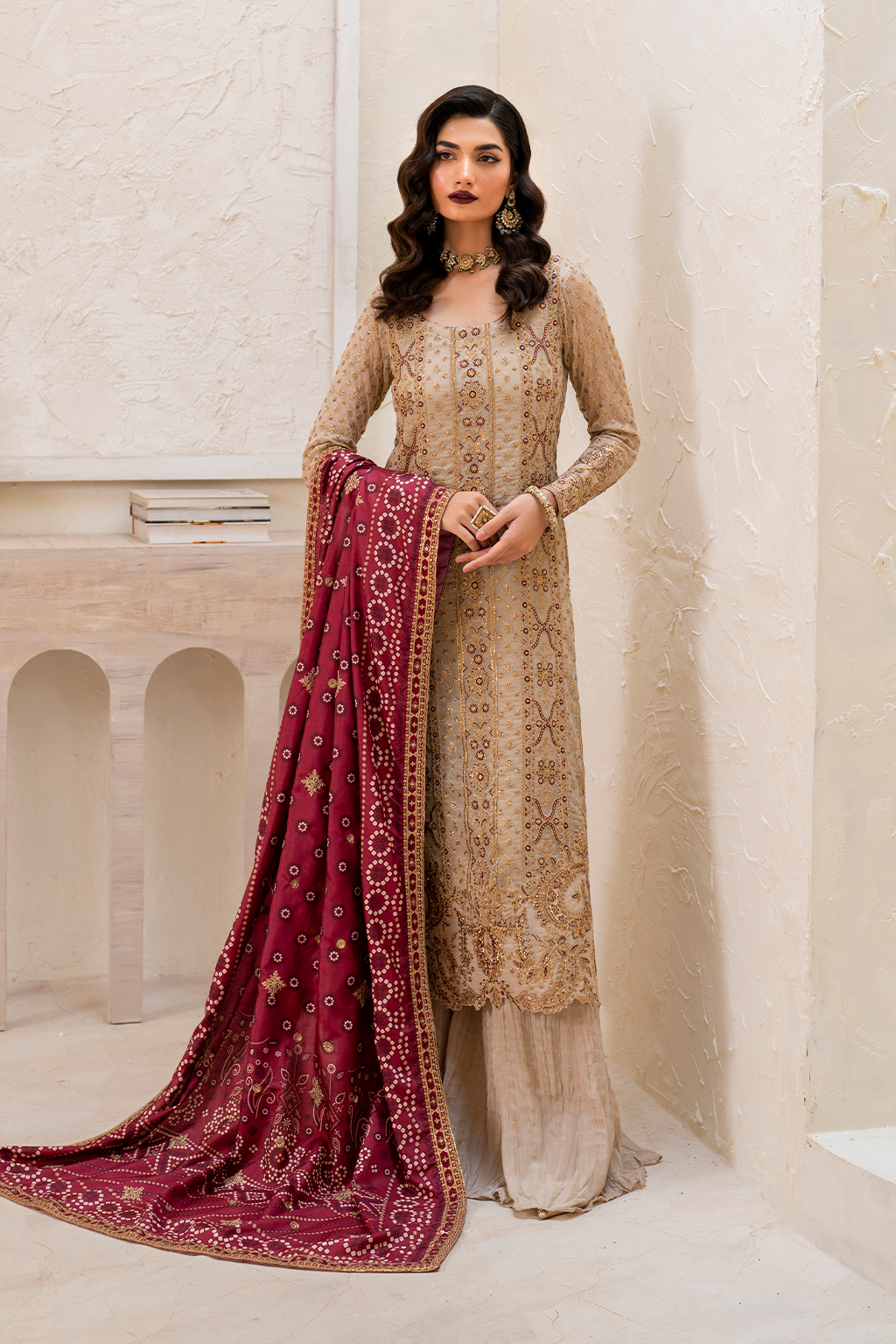 Iznik | Chinnon Chiffon | CC-44 Embroidered Chiffon - Ladies Clothes - Maria Faisal