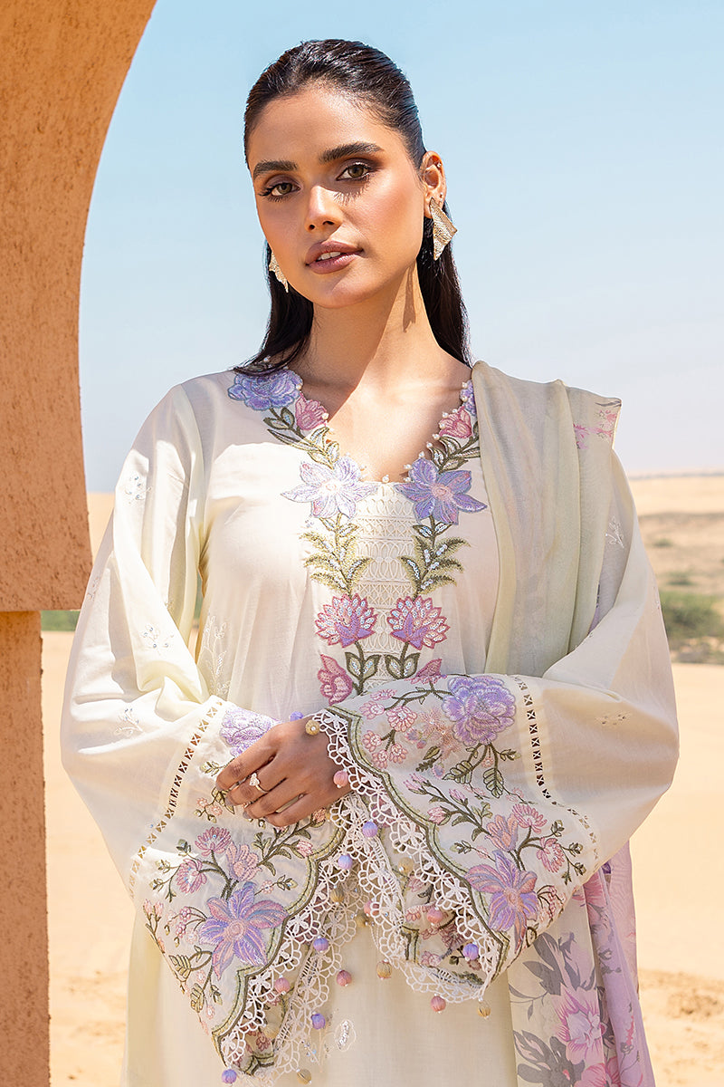 Cross Stitch | Eid Lawn 24 | SUBTLE CANARY - Designer Dress with Intricate embroidery and embellishments. Shop elegent wedding dress at Maria Faisal.