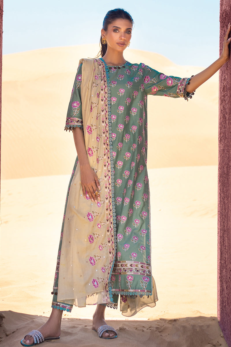 Cross Stitch | Eid Lawn 24 | CHARTREUSE GOLD - Luxury 