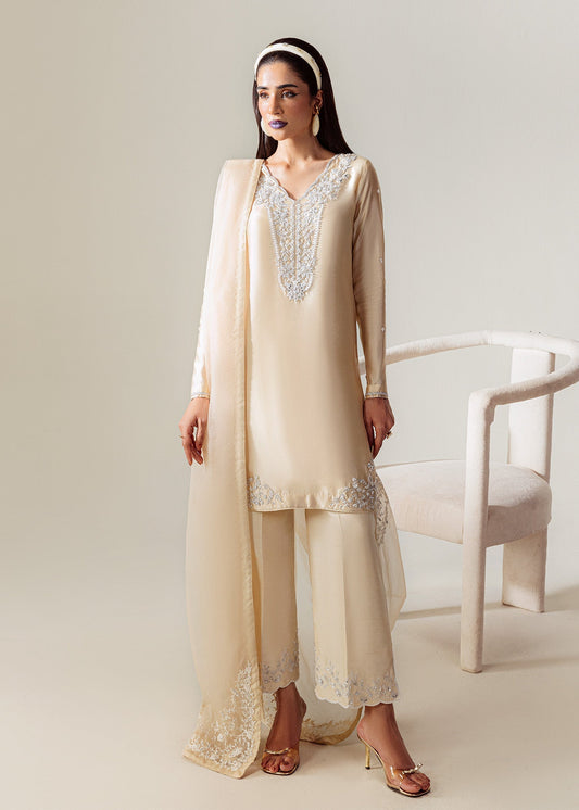 Mahum Asad | The Sirens | Champagne - Formal Dress - available at Maria Faisal in UK and USA.