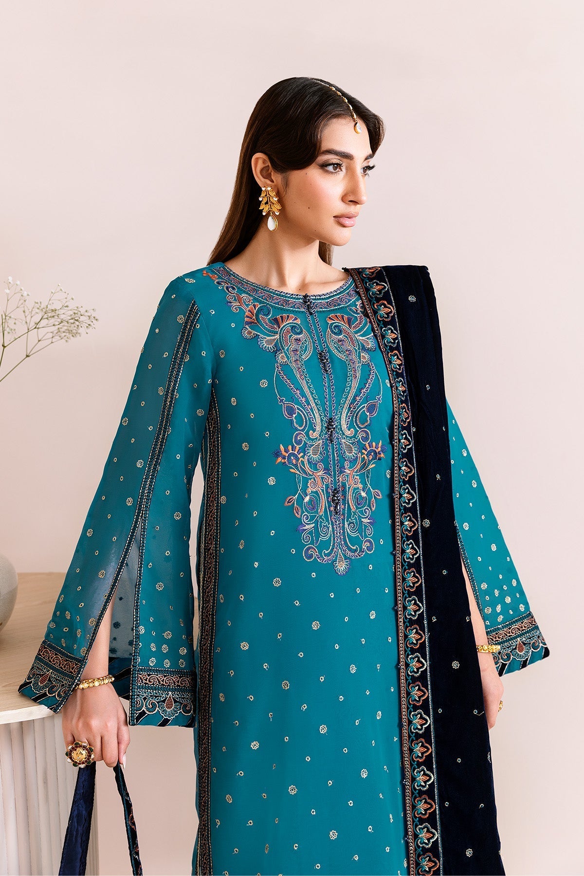 Nelofer – authentic Pakistani dress from the Makhmal Luxury Velvet Edit collection for women in the UK