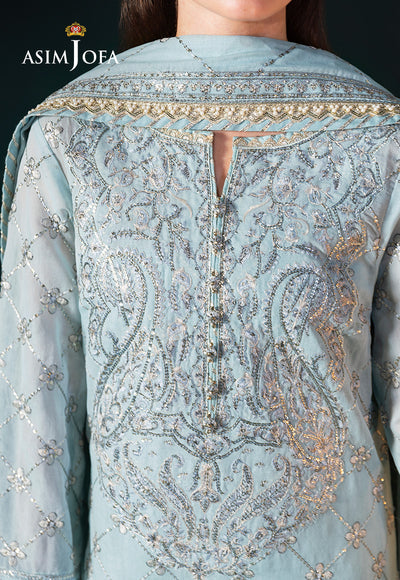 Asim Jofa | Lumiere Formals | AJLFC-01 EMBROIDERED PAPER COTTON - Formal Dress - available at Maria Faisal in UK and USA.