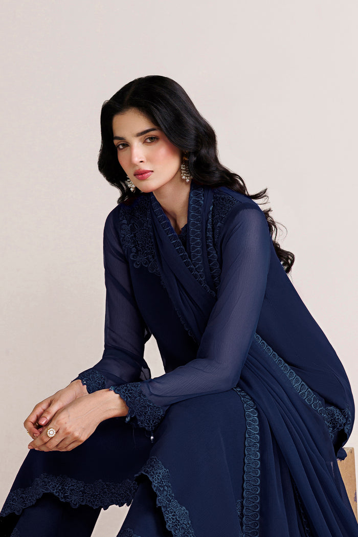 Farasha | Chiffon Essentials 26 | Sapphire Muse - Formal Dress - available at Maria Faisal in UK and USA.