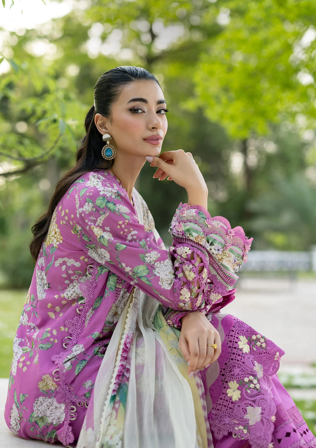 Elaf Premium | Signature Embroidered Lawn with Chiffon Collection 26 | ESG-7B KIARA - Luxury Dress - available at Maria Faisal in UK and USA.