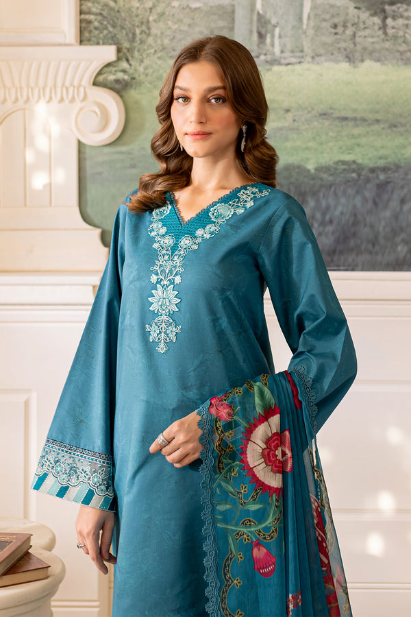 Farasha | Seraya Lawn 24 | PERIWINKLE - Designer Dress with Intricate embroidery and embellishments. Shop elegent wedding dress at Maria Faisal.