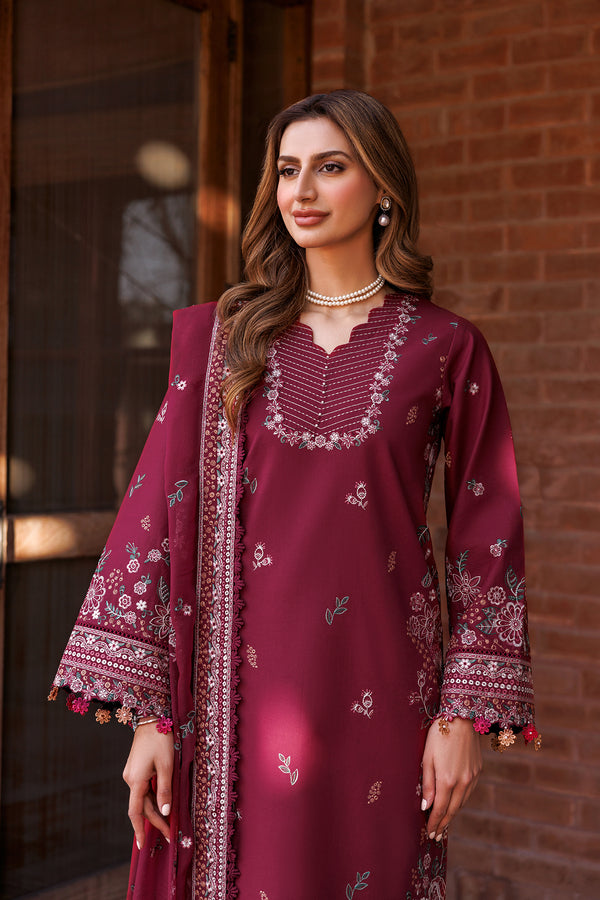 Farasha | Dastoor Embroidered Lawn SS24 | RUBY GLAM - Waniyas