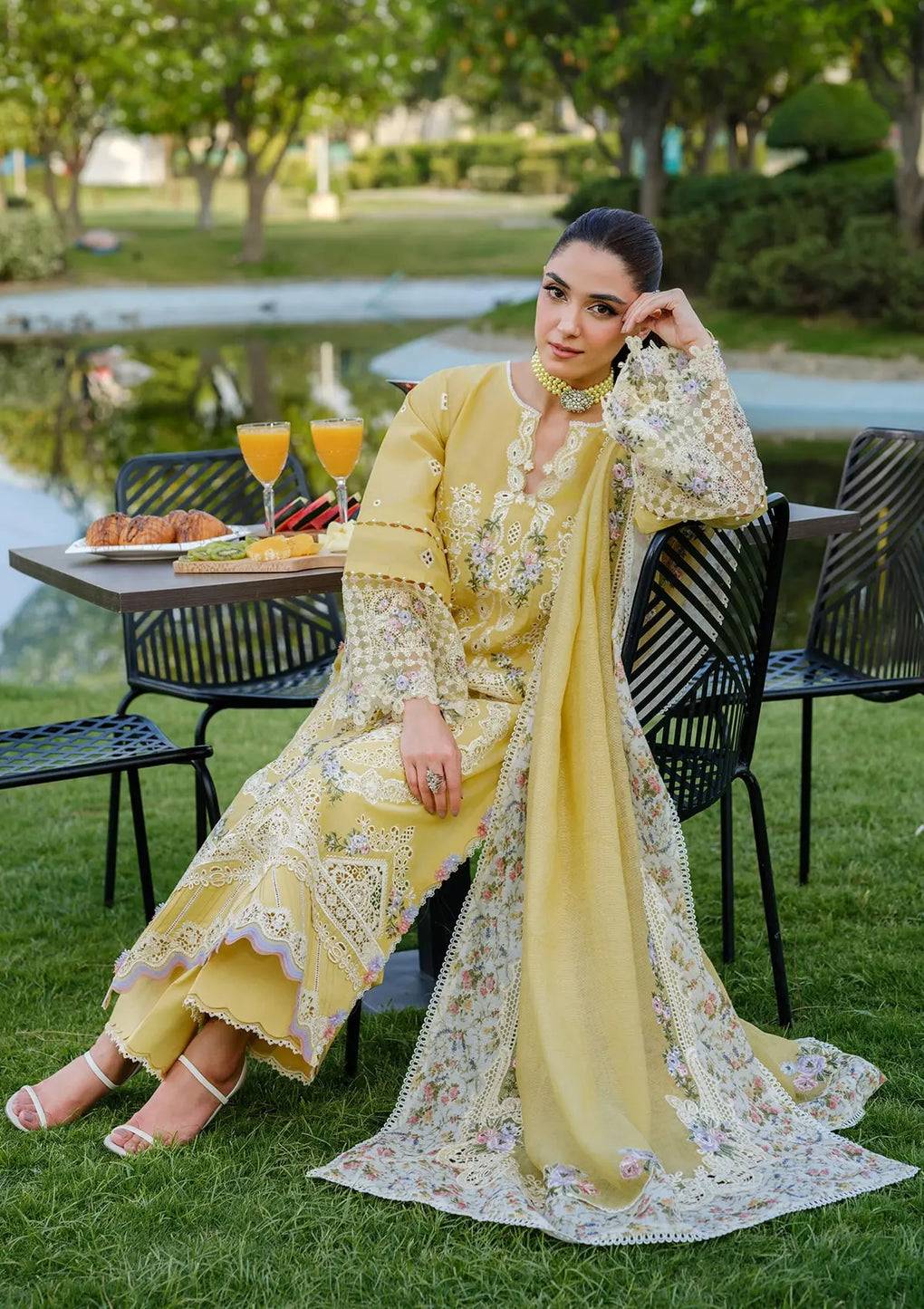 Elaf Premium | Luxury Lawn 25 | ELH-4A DANDELION by Maria Faisal - Registered Vendor of : Elaf Premium - type : Ladies Clothes - 100% original wedding dresses