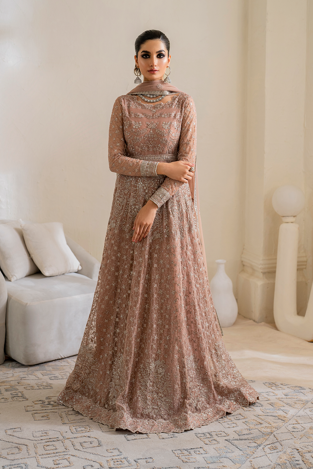 Iznik | Chinnon Chiffon | CC-43 Embroidered Net - Ladies Clothes - Maria Faisal