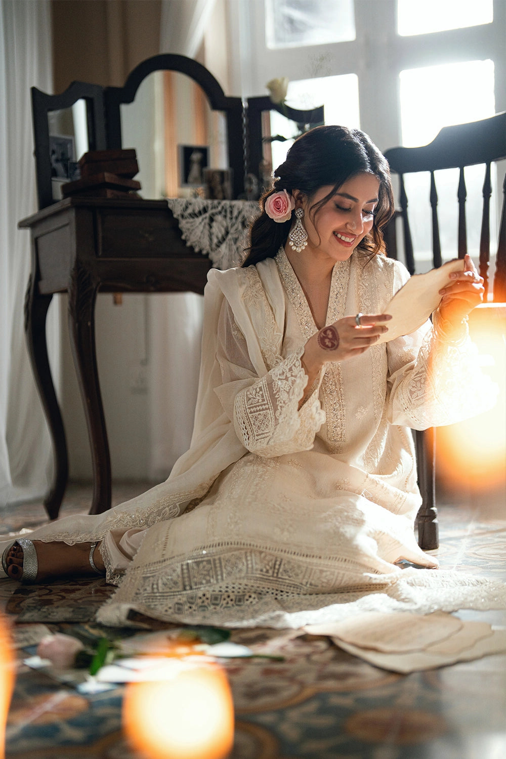 Azure | Eid Drop | Ivory Petal - Formal Dress - available at Maria Faisal in UK and USA.