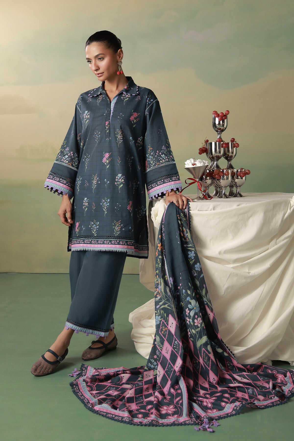 Sahar | Zyra Fall 26 | Indigelle - Luxury Dress - available at Maria Faisal in UK and USA.