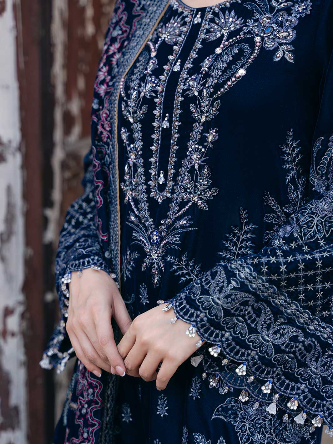 Flossie | Siara Velvet Formals | V-106 - A - Ladies Clothes - Maria Faisal