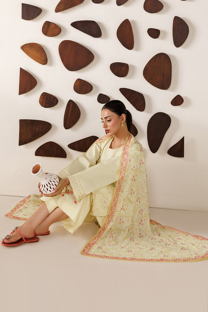 Farasha | Summer Melody 26 | Butter Glow - Casual Dress - available at Maria Faisal in UK and USA.