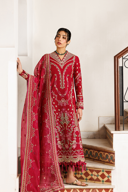 Emaan Adeel | Mirabelle Festive Luxury Lawn | GARDENIA GLOW - Luxury Dress - available at Maria Faisal in UK and USA.