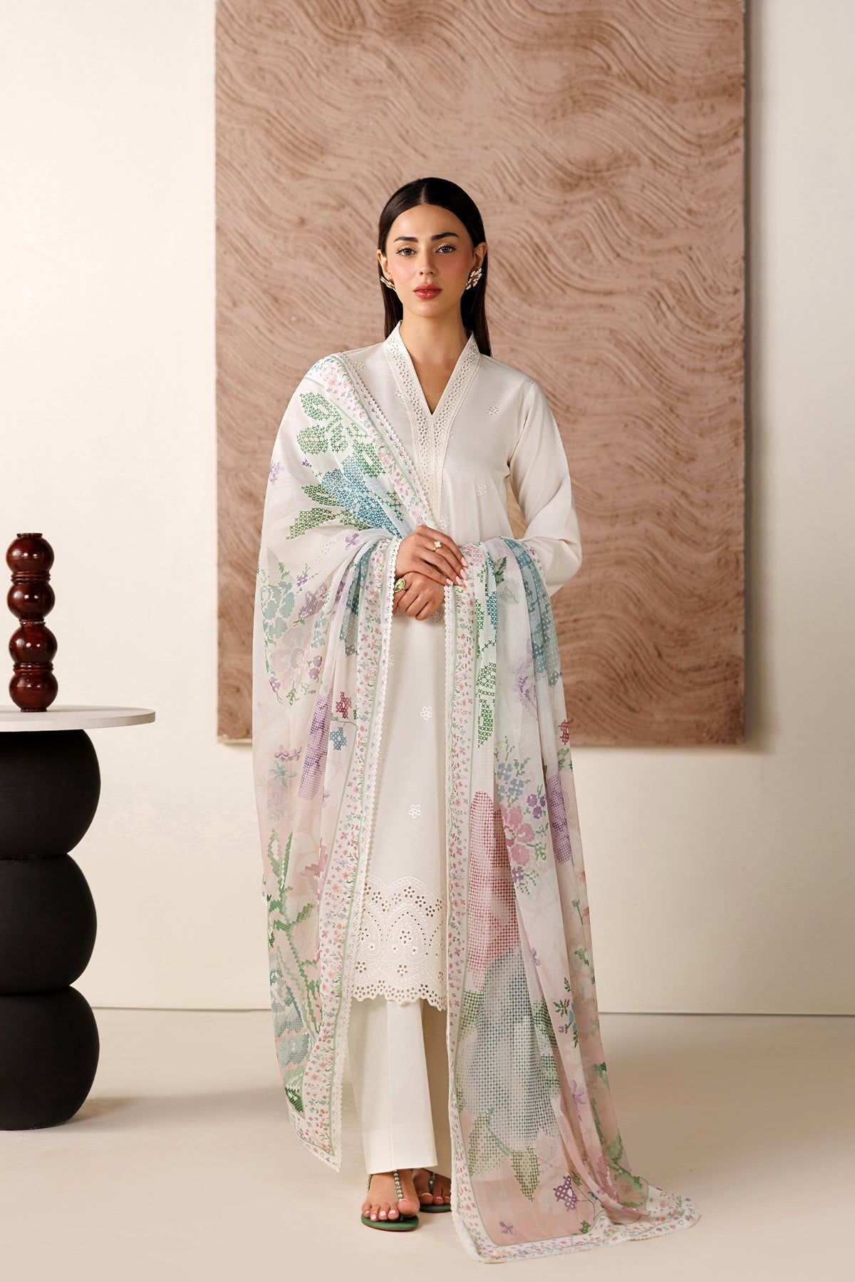 Farasha | Summer Melody 26 | White Grace - Casual Dress - available at Maria Faisal in UK and USA.